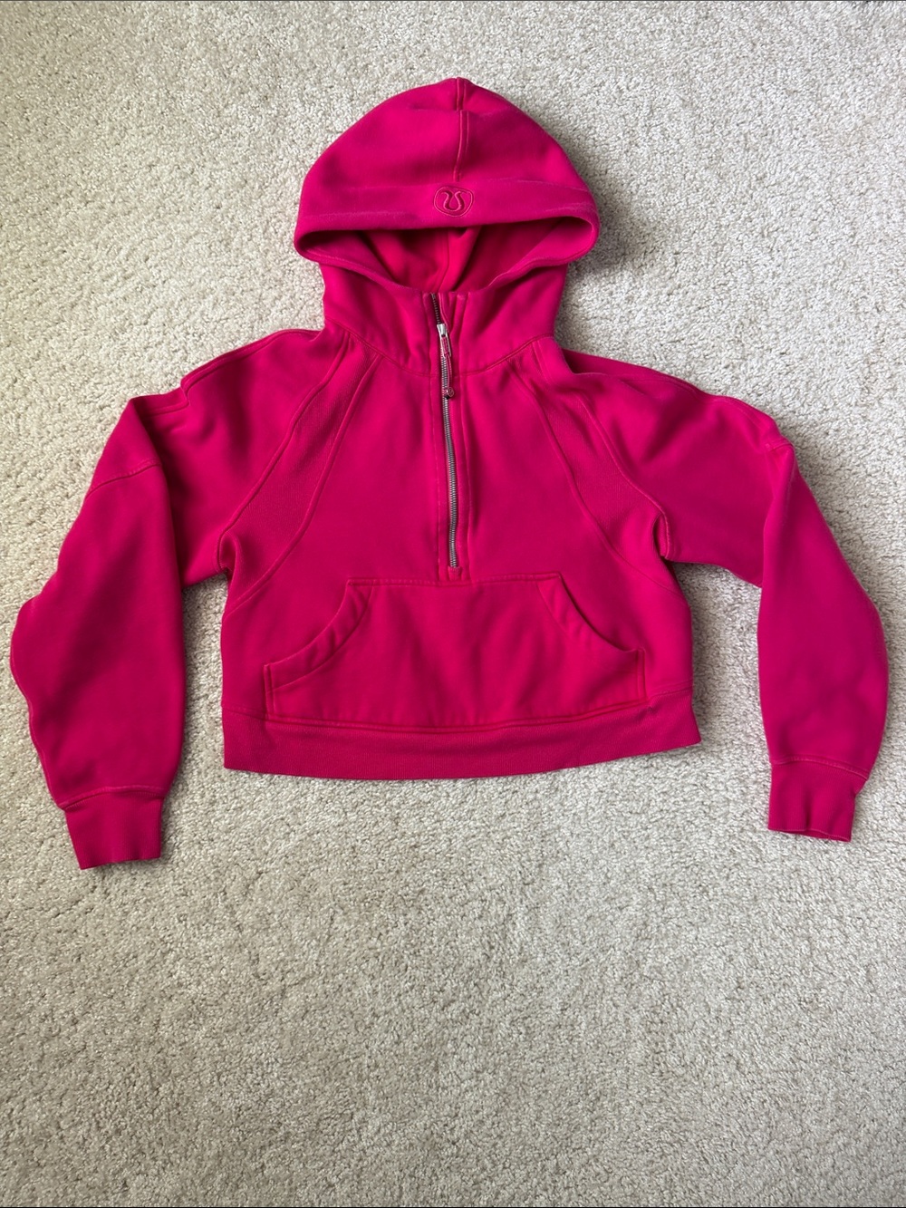Lululemon Hot Pink Half-Zip Cropped Scuba Hoodie Size XS/S